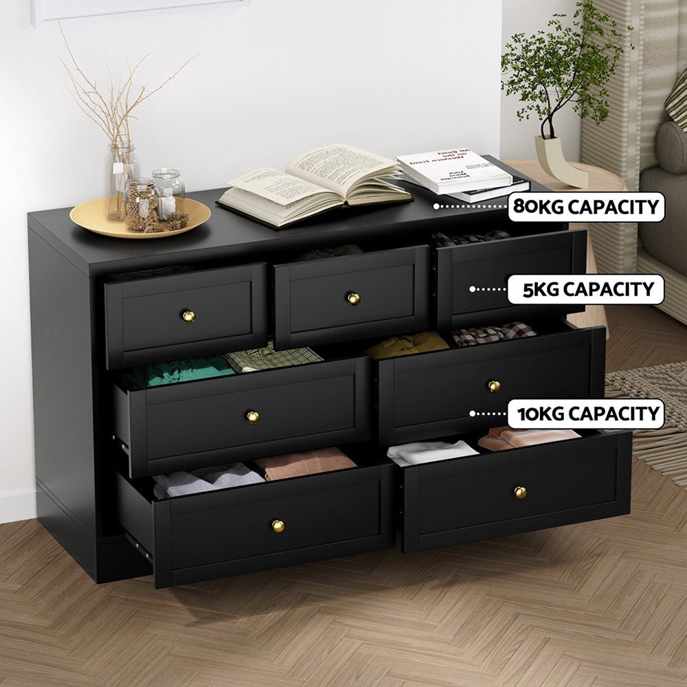 Artiss 7 Chest of Drawers Dresser Table Black - Furniture > Bedroom > Dressers - Rivercity House & Home Co. (ABN 18 642 972 209) - Affordable Modern Furniture Australia