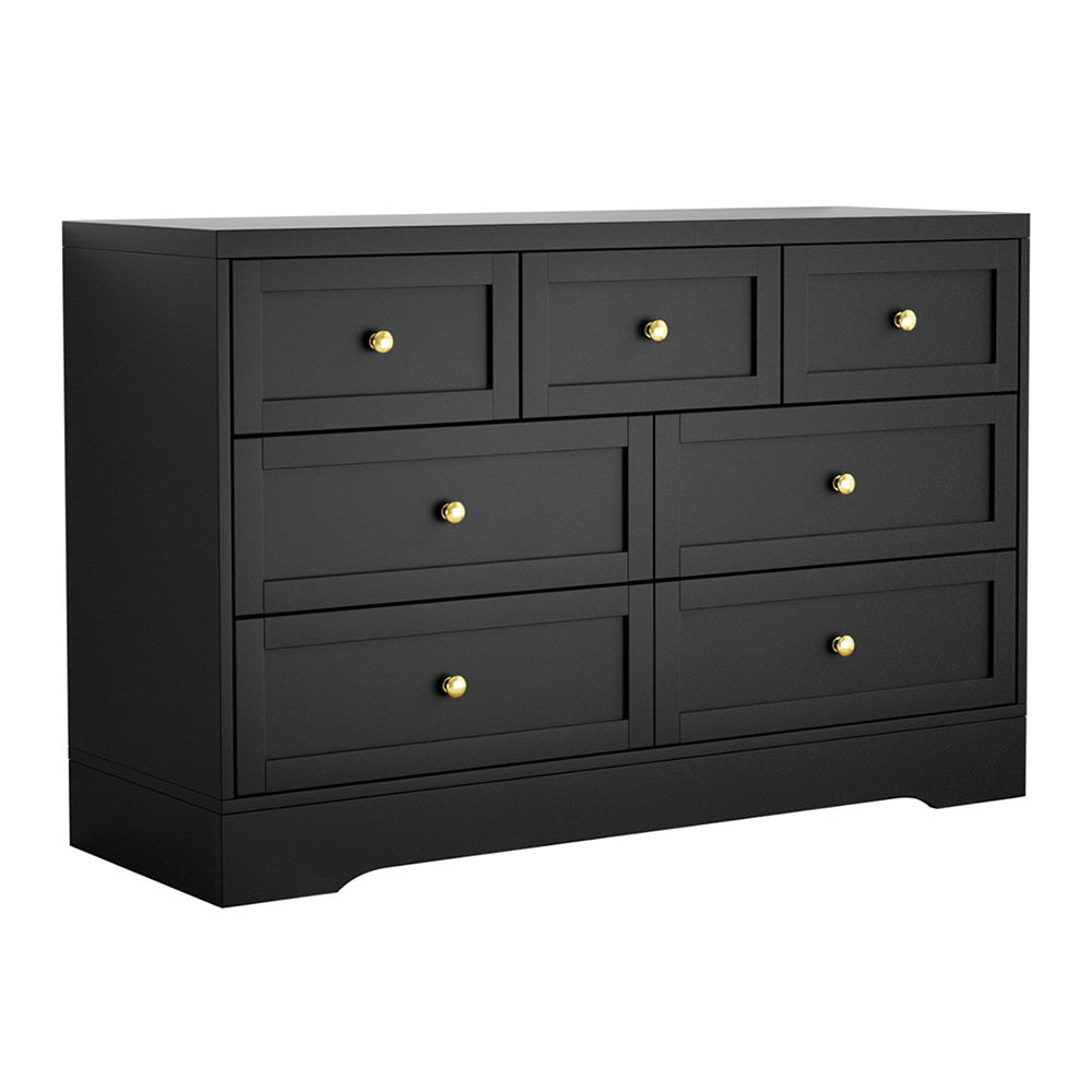 Artiss 7 Chest of Drawers Dresser Table Black - Furniture > Bedroom > Dressers - Rivercity House & Home Co. (ABN 18 642 972 209) - Affordable Modern Furniture Australia