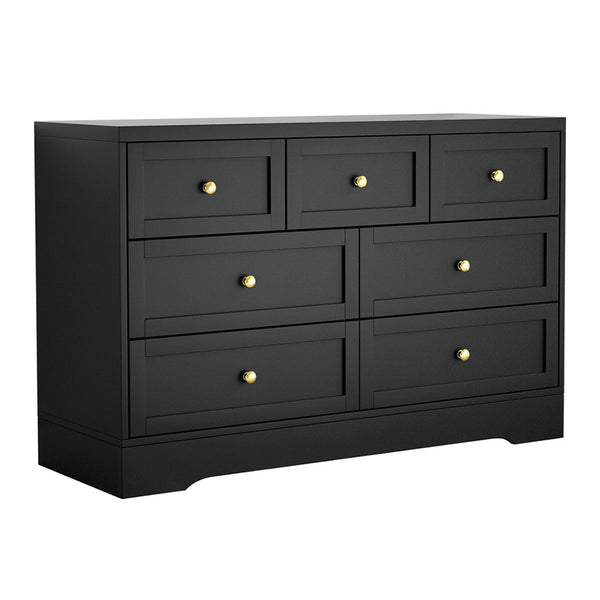 7 drawer black dresser 7 Drawer Black Chest of Drawers with Metal Handles