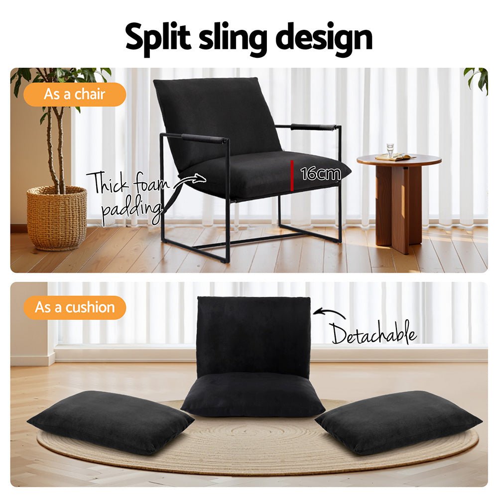 Artiss Armchair Lounge Chair Sling Black - Furniture > Bar Stools & Chairs > Arm Chairs & Recliners - Rivercity House & Home Co. (ABN 18 642 972 209) - Affordable Modern Furniture Australia