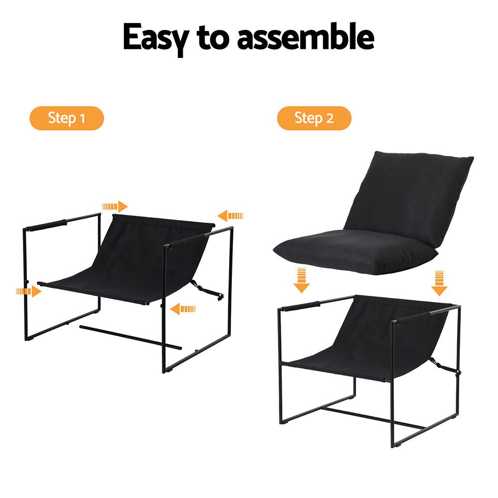 Artiss Armchair Lounge Chair Sling Black - Furniture > Bar Stools & Chairs > Arm Chairs & Recliners - Rivercity House & Home Co. (ABN 18 642 972 209) - Affordable Modern Furniture Australia