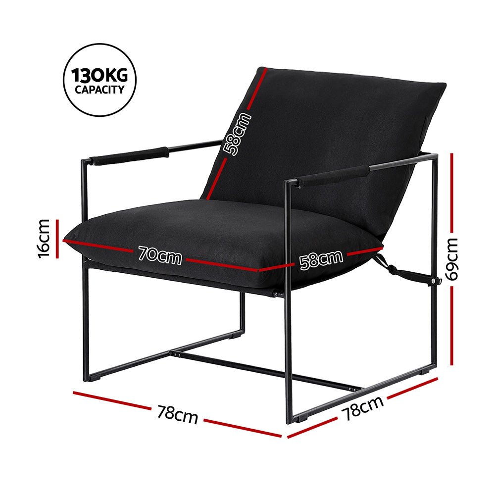 Artiss Armchair Lounge Chair Sling Black - Furniture > Bar Stools & Chairs > Arm Chairs & Recliners - Rivercity House & Home Co. (ABN 18 642 972 209) - Affordable Modern Furniture Australia