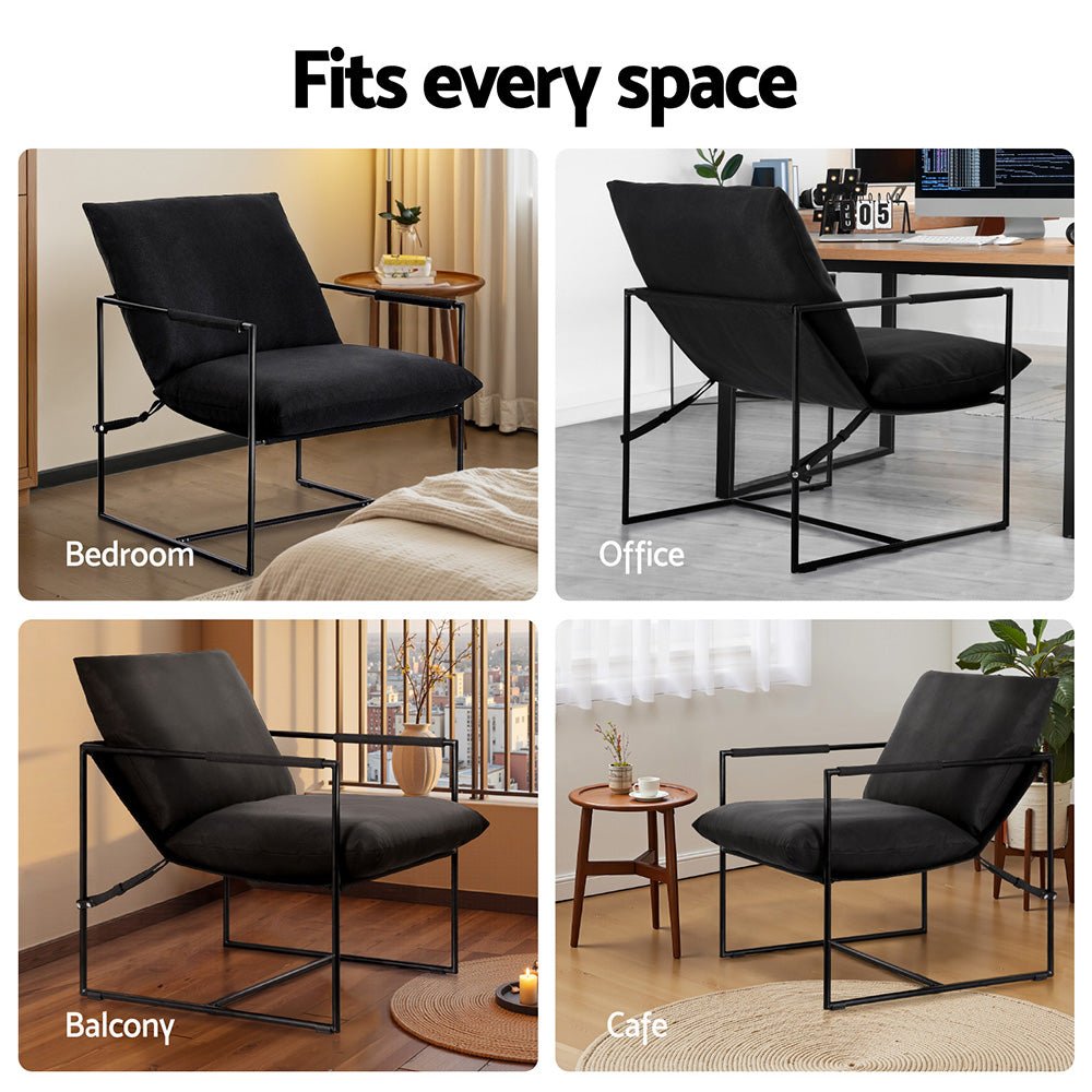 Artiss Armchair Lounge Chair Sling Black - Furniture > Bar Stools & Chairs > Arm Chairs & Recliners - Rivercity House & Home Co. (ABN 18 642 972 209) - Affordable Modern Furniture Australia