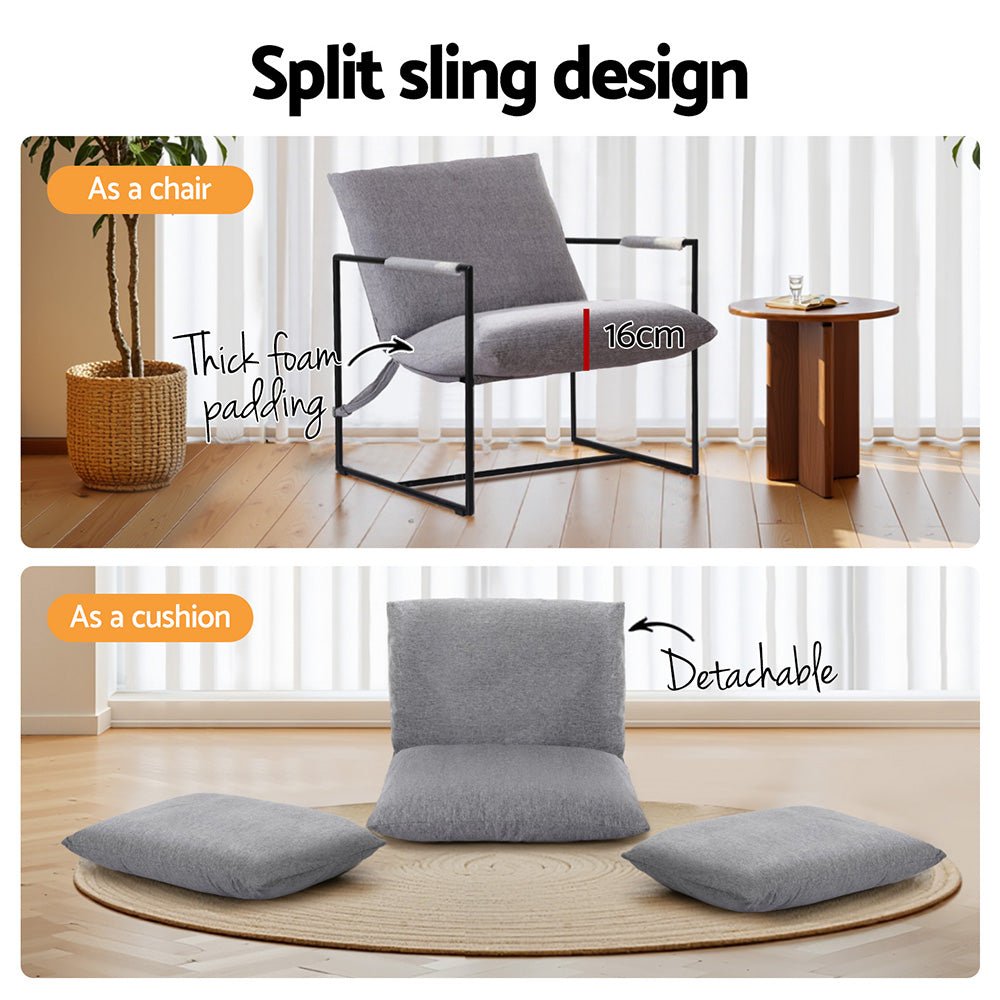 Artiss Armchair Lounge Chair Sling Grey - Furniture > Bar Stools & Chairs > Arm Chairs & Recliners - Rivercity House & Home Co. (ABN 18 642 972 209) - Affordable Modern Furniture Australia