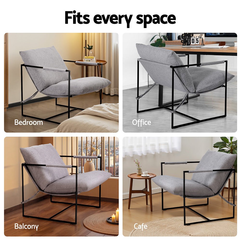 Artiss Armchair Lounge Chair Sling Grey - Furniture > Bar Stools & Chairs > Arm Chairs & Recliners - Rivercity House & Home Co. (ABN 18 642 972 209) - Affordable Modern Furniture Australia