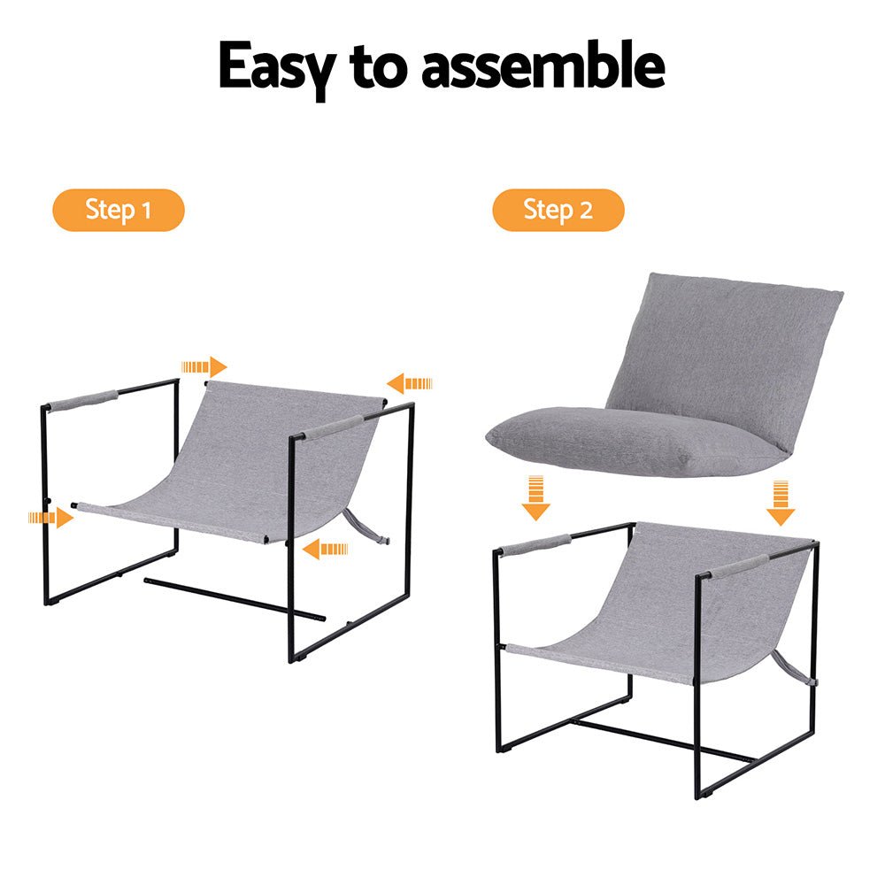 Artiss Armchair Lounge Chair Sling Grey - Furniture > Bar Stools & Chairs > Arm Chairs & Recliners - Rivercity House & Home Co. (ABN 18 642 972 209) - Affordable Modern Furniture Australia