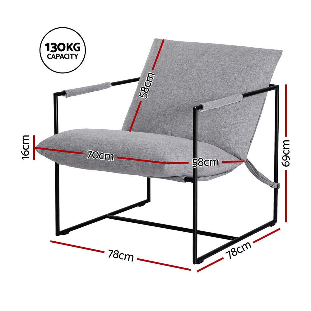 Artiss Armchair Lounge Chair Sling Grey - Furniture > Bar Stools & Chairs > Arm Chairs & Recliners - Rivercity House & Home Co. (ABN 18 642 972 209) - Affordable Modern Furniture Australia