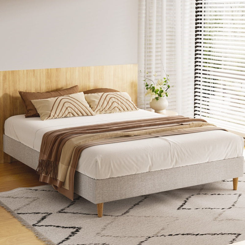 Artiss Bed Frame Double Size Beige ZORA - Furniture > Bedroom - Rivercity House & Home Co. (ABN 18 642 972 209) - Affordable Modern Furniture Australia