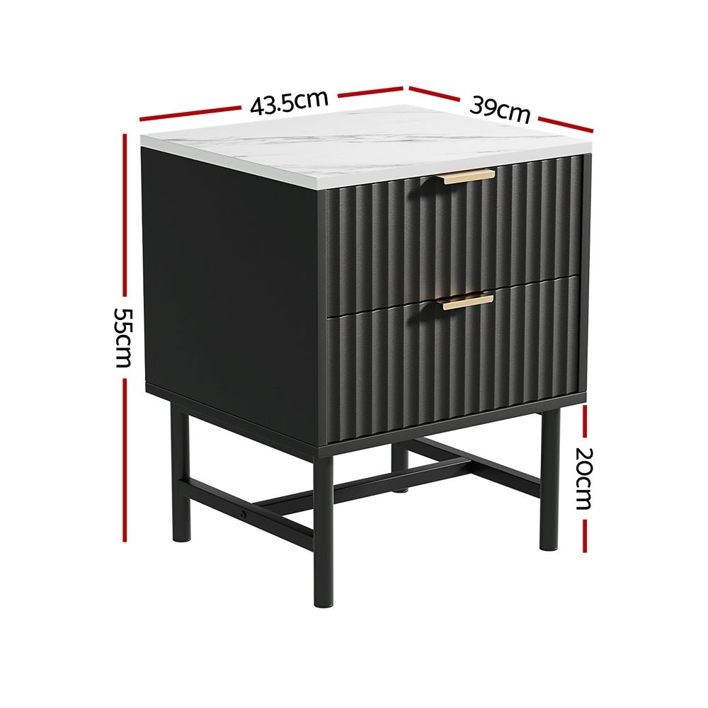 Artiss Bedside Table 2 Drawers - Black - Furniture > Bedroom - Rivercity House & Home Co. (ABN 18 642 972 209) - Affordable Modern Furniture Australia