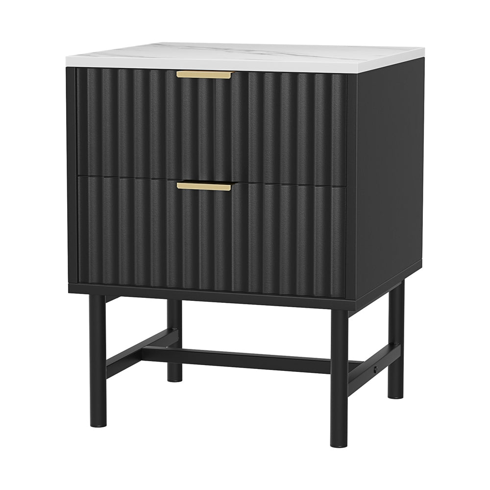 Artiss Bedside Table 2 Drawers - Black - Furniture > Bedroom - Rivercity House & Home Co. (ABN 18 642 972 209) - Affordable Modern Furniture Australia