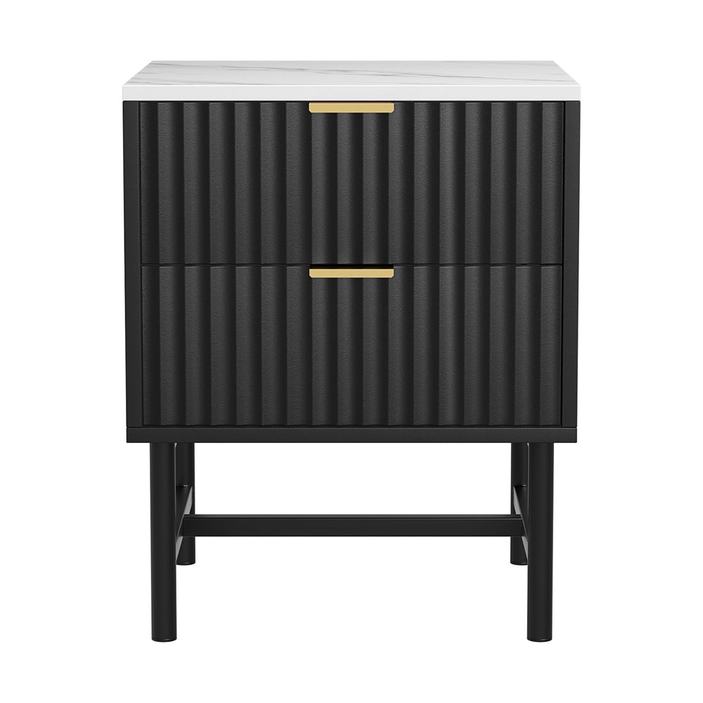 Artiss Bedside Table 2 Drawers - Black - Furniture > Bedroom - Rivercity House & Home Co. (ABN 18 642 972 209) - Affordable Modern Furniture Australia