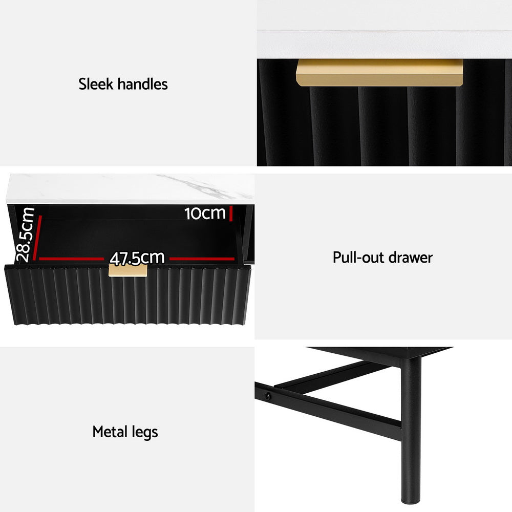 Artiss Coffee Table Drawer Storage Shelf Black - Furniture > Living Room - Rivercity House & Home Co. (ABN 18 642 972 209) - Affordable Modern Furniture Australia
