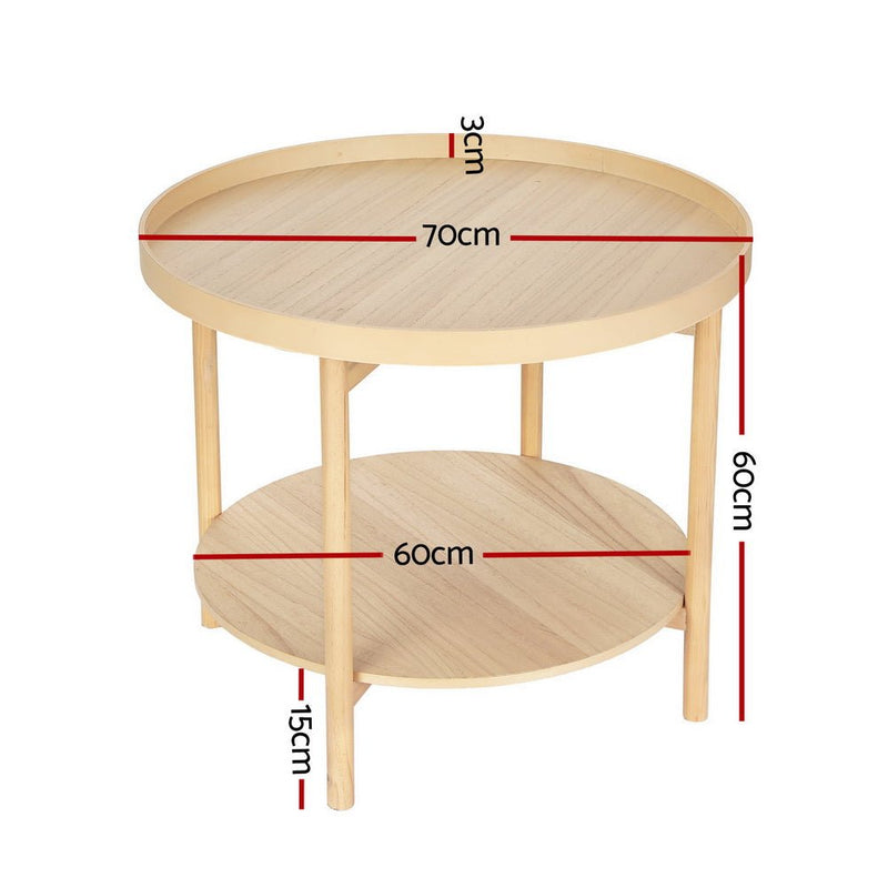 Artiss Coffee Table Side Table Round 70CM - Furniture > Living Room - Rivercity House & Home Co. (ABN 18 642 972 209) - Affordable Modern Furniture Australia