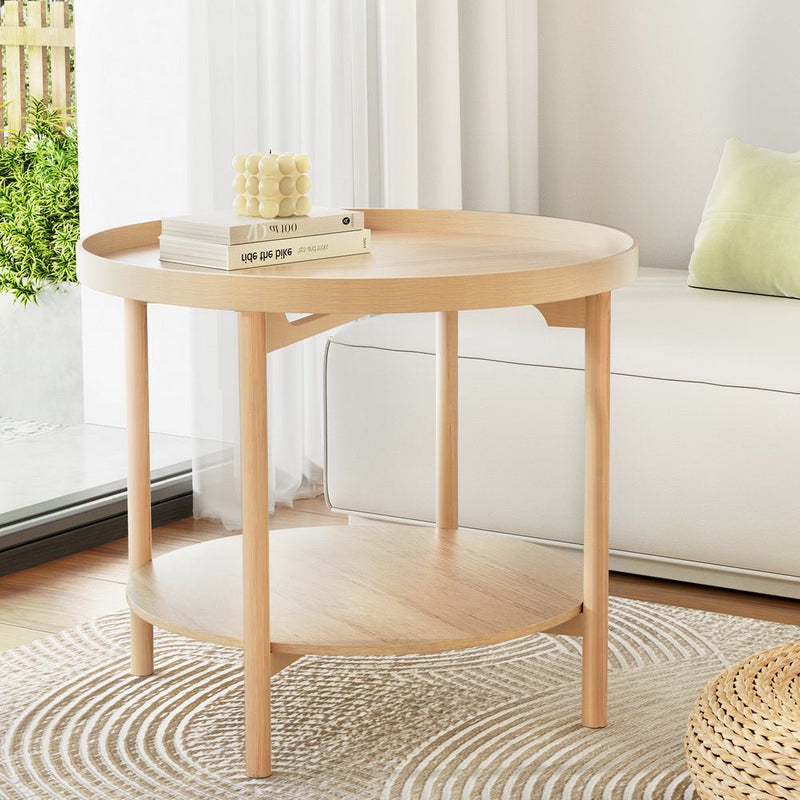 Artiss Coffee Table Side Table Round 70CM - Furniture > Living Room - Rivercity House & Home Co. (ABN 18 642 972 209) - Affordable Modern Furniture Australia