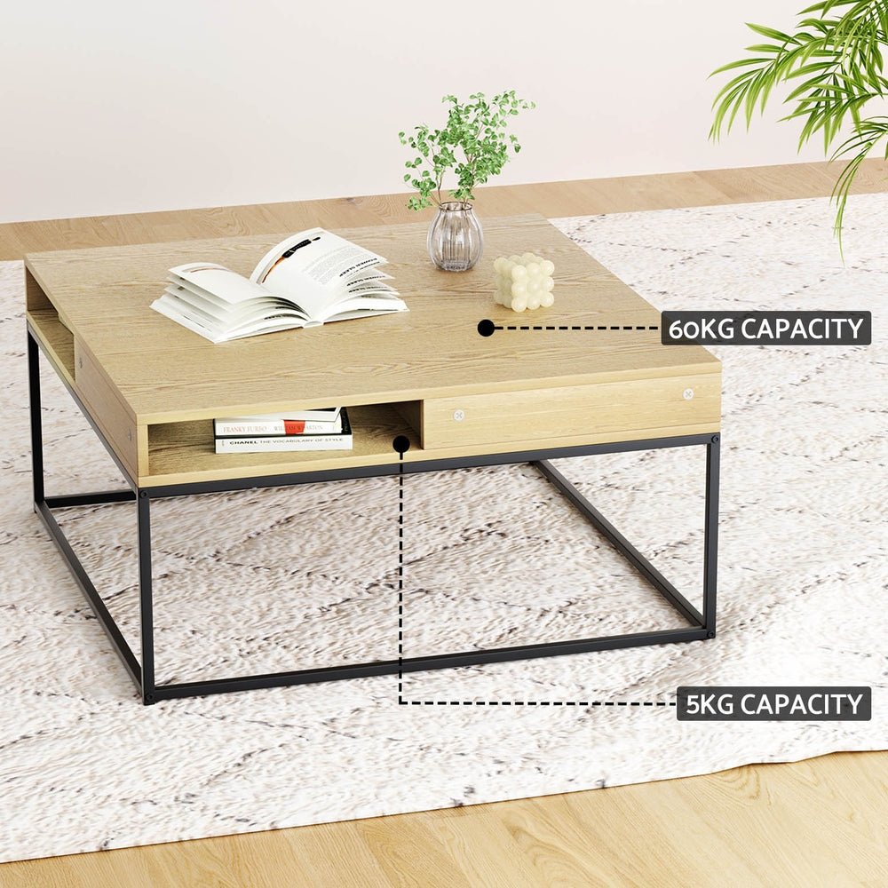 Artiss Coffee Table Storage Shelf Metal Frame - Furniture > Living Room - Rivercity House & Home Co. (ABN 18 642 972 209) - Affordable Modern Furniture Australia