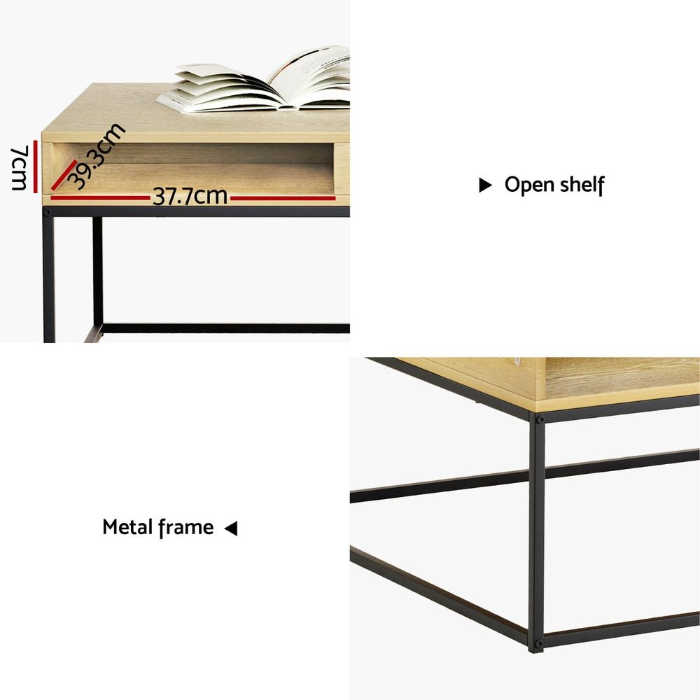 Artiss Coffee Table Storage Shelf Metal Frame - Furniture > Living Room - Rivercity House & Home Co. (ABN 18 642 972 209) - Affordable Modern Furniture Australia