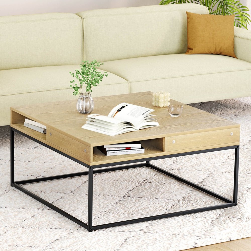 Artiss Coffee Table Storage Shelf Metal Frame - Furniture > Living Room - Rivercity House & Home Co. (ABN 18 642 972 209) - Affordable Modern Furniture Australia