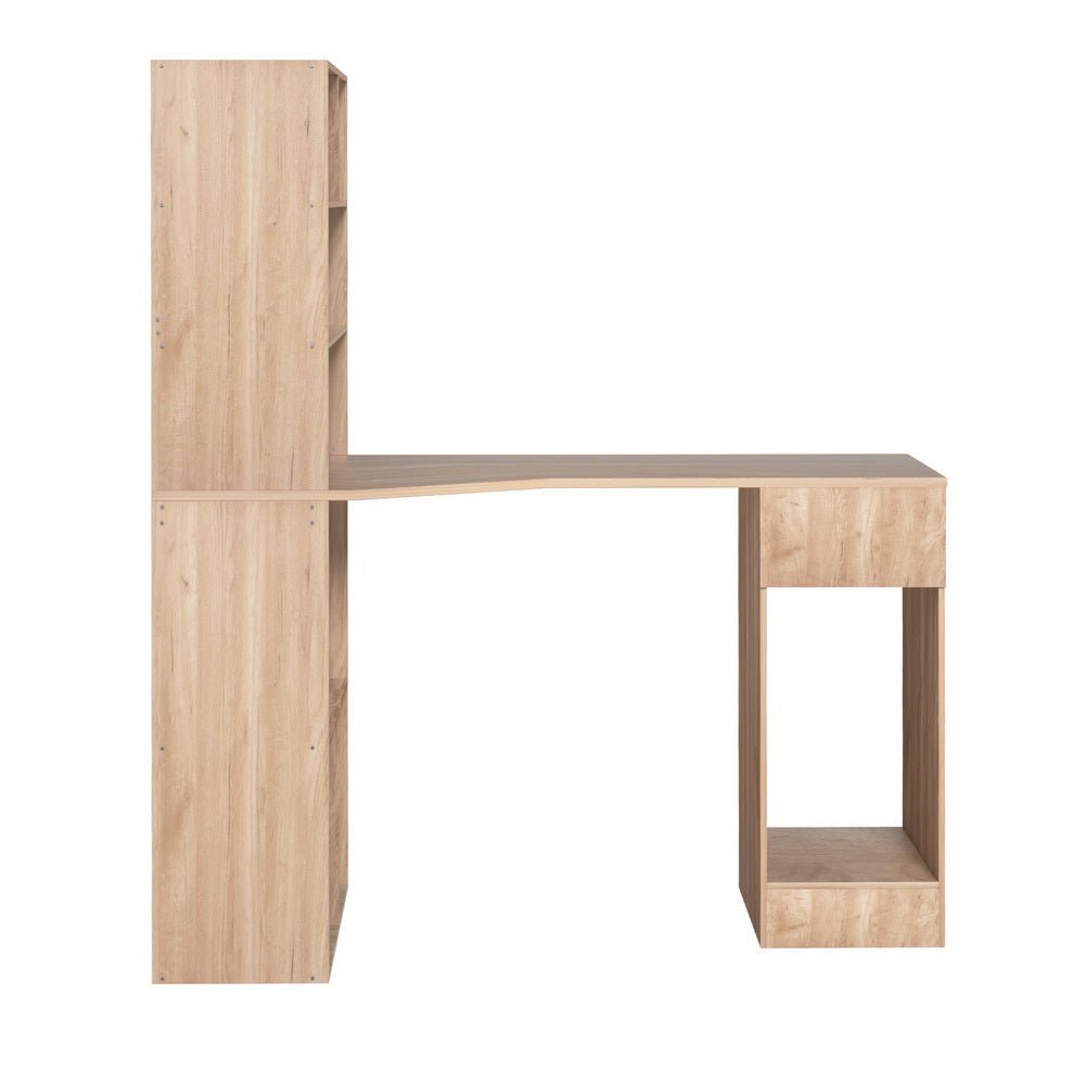 Artiss Computer Desk Bookshelf Drawer Cabinet Oak 120CM - Furniture > Office > Desks - Rivercity House & Home Co. (ABN 18 642 972 209) - Affordable Modern Furniture Australia