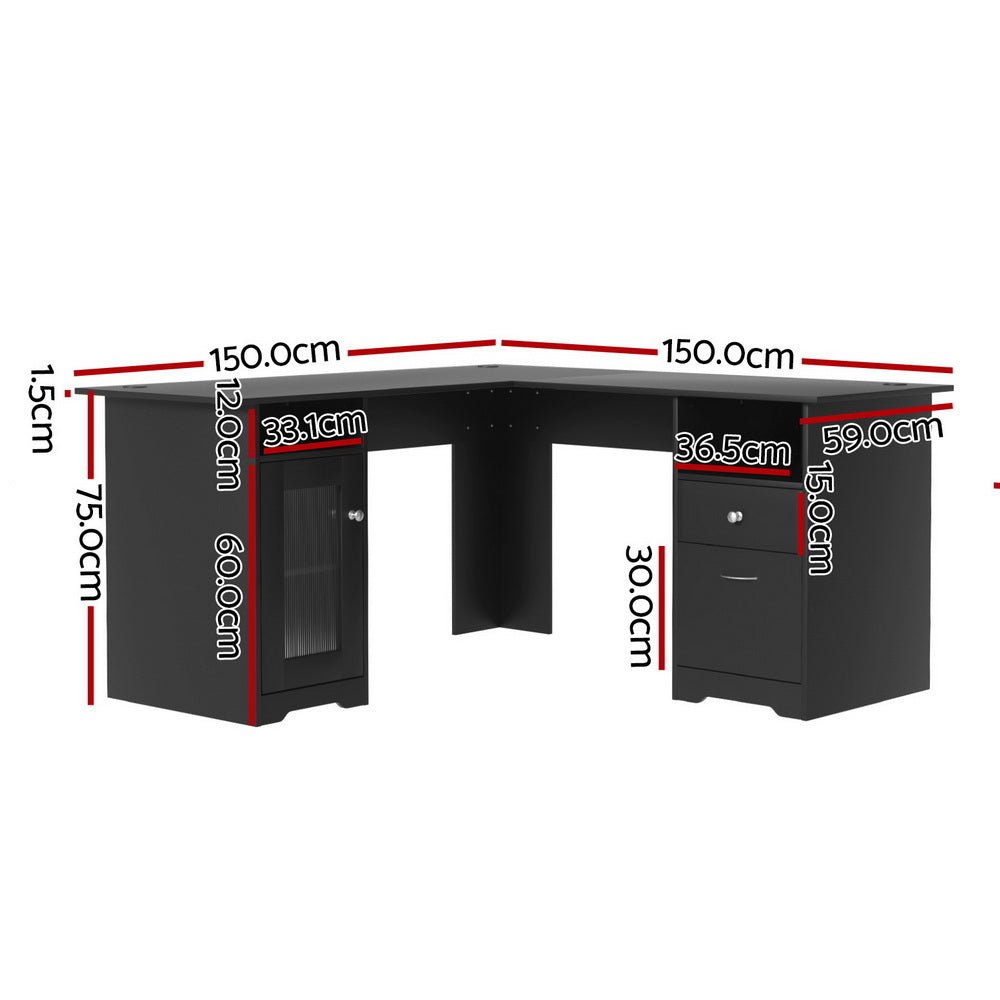 Artiss Computer Desk Home Office Study Desks L - shaped Corner Table with Storage - Furniture > Office > Desks - Rivercity House & Home Co. (ABN 18 642 972 209) - Affordable Modern Furniture Australia