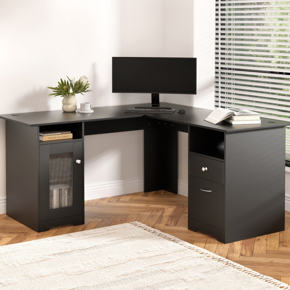 Artiss Computer Desk Home Office Study Desks L - shaped Corner Table with Storage - Furniture > Office > Desks - Rivercity House & Home Co. (ABN 18 642 972 209) - Affordable Modern Furniture Australia