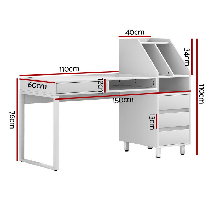 Artiss Computer Desk Office Study Desks Table Drawer Bookshelf - Furniture > Office - Rivercity House & Home Co. (ABN 18 642 972 209) - Affordable Modern Furniture Australia