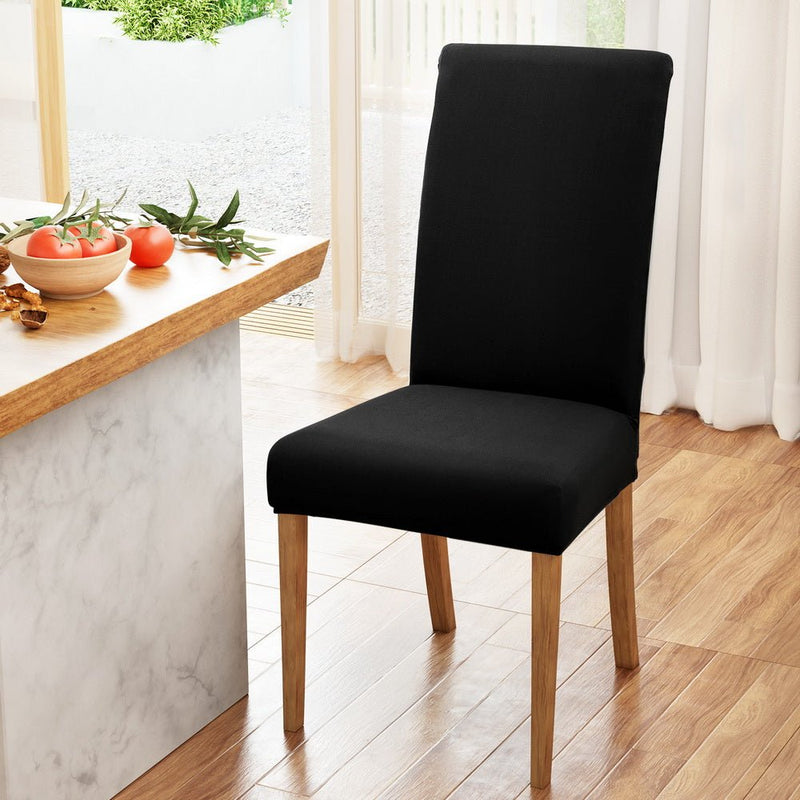 Artiss Dining Chair Covers 4x Slipcovers Spandex Stretch Banquet Wedding Black - Furniture > Bar Stools & Chairs - Rivercity House & Home Co. (ABN 18 642 972 209) - Affordable Modern Furniture Australia