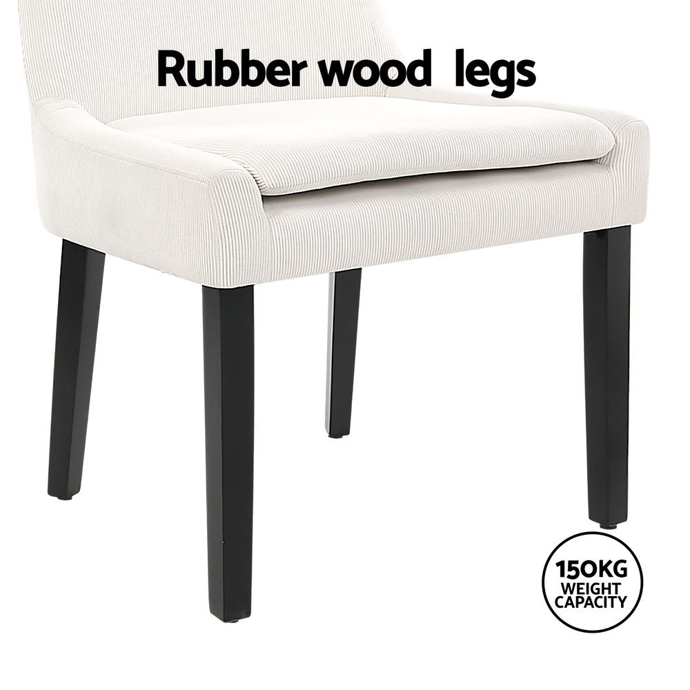 Artiss Dining Chairs Set of 4 Corduroy Wooden Beige - Furniture > Dining > Kitchen & Dining Chairs - Rivercity House & Home Co. (ABN 18 642 972 209) - Affordable Modern Furniture Australia