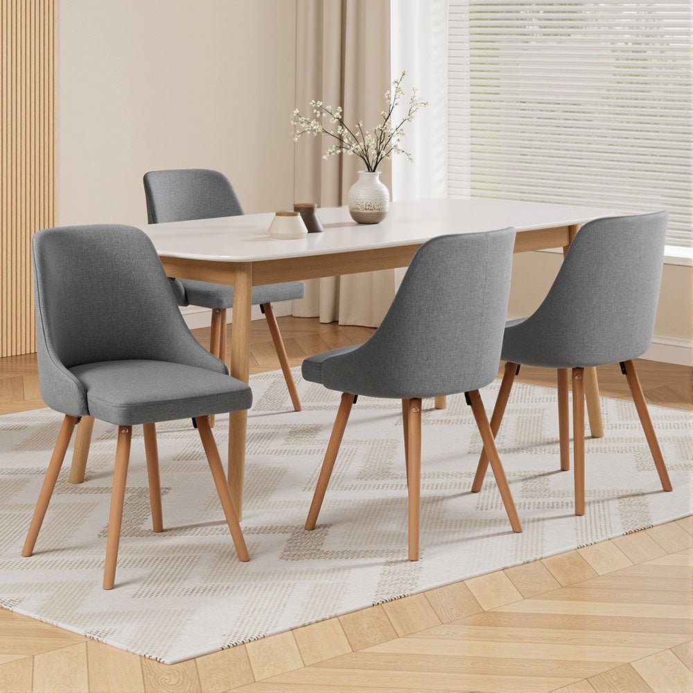 Artiss Dining Chairs Set of 4 Fabric Wooden Grey - Furniture > Dining > Kitchen & Dining Chairs - Rivercity House & Home Co. (ABN 18 642 972 209) - Affordable Modern Furniture Australia