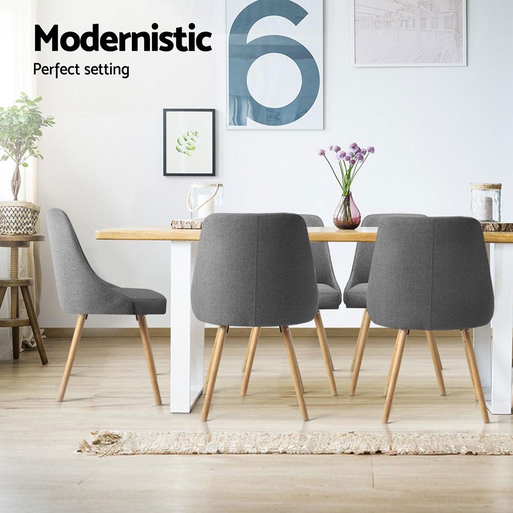 Artiss Dining Chairs Set of 4 Fabric Wooden Grey - Furniture > Dining > Kitchen & Dining Chairs - Rivercity House & Home Co. (ABN 18 642 972 209) - Affordable Modern Furniture Australia