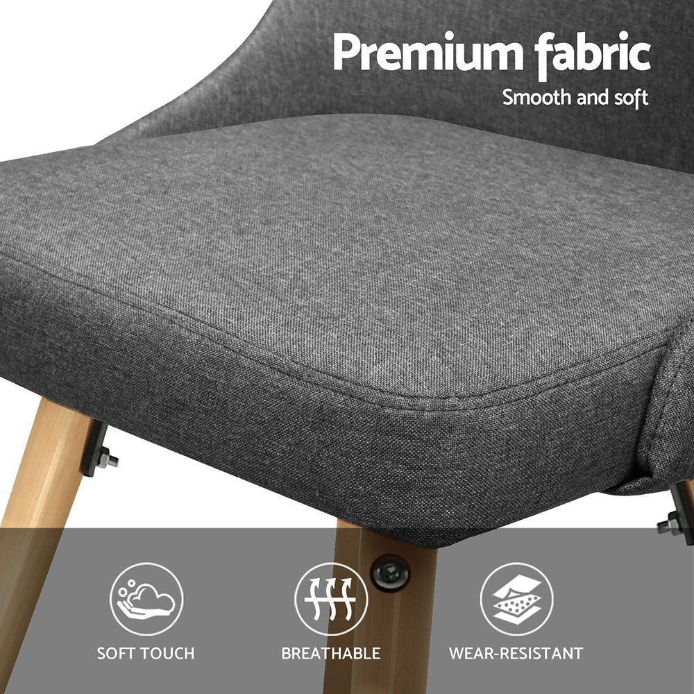 Artiss Dining Chairs Set of 4 Fabric Wooden Grey - Furniture > Dining > Kitchen & Dining Chairs - Rivercity House & Home Co. (ABN 18 642 972 209) - Affordable Modern Furniture Australia
