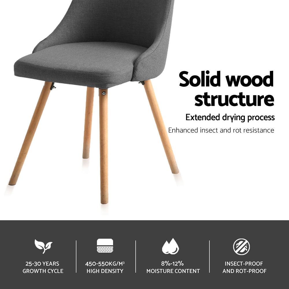 Artiss Dining Chairs Set of 4 Fabric Wooden Grey - Furniture > Dining > Kitchen & Dining Chairs - Rivercity House & Home Co. (ABN 18 642 972 209) - Affordable Modern Furniture Australia