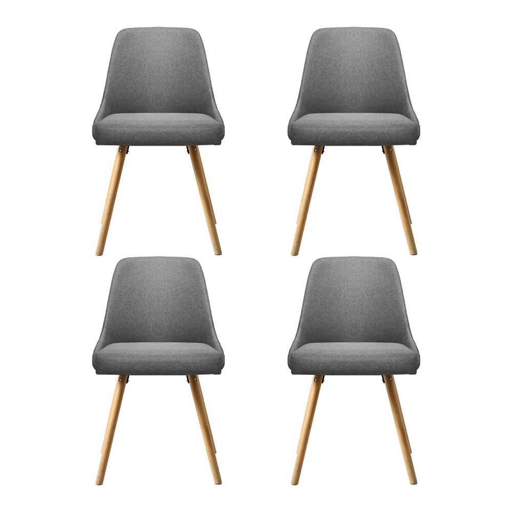 Artiss Dining Chairs Set of 4 Fabric Wooden Grey - Furniture > Dining > Kitchen & Dining Chairs - Rivercity House & Home Co. (ABN 18 642 972 209) - Affordable Modern Furniture Australia