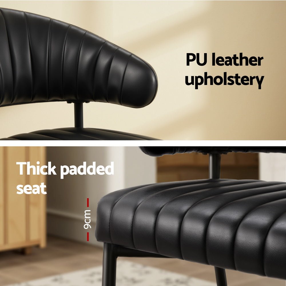 Artiss Dining Chairs Set of 4 Leather Hollow Armchair Black - Furniture > Dining > Kitchen & Dining Chairs - Rivercity House & Home Co. (ABN 18 642 972 209) - Affordable Modern Furniture Australia