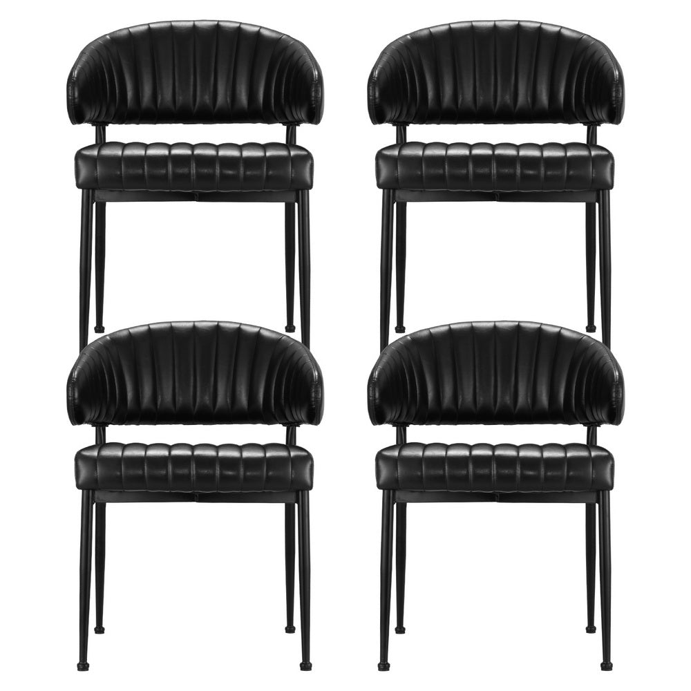 Artiss Dining Chairs Set of 4 Leather Hollow Armchair Black - Furniture > Dining > Kitchen & Dining Chairs - Rivercity House & Home Co. (ABN 18 642 972 209) - Affordable Modern Furniture Australia