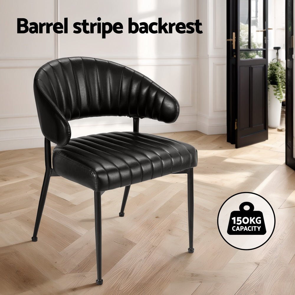 Artiss Dining Chairs Set of 4 Leather Hollow Armchair Black - Furniture > Dining > Kitchen & Dining Chairs - Rivercity House & Home Co. (ABN 18 642 972 209) - Affordable Modern Furniture Australia