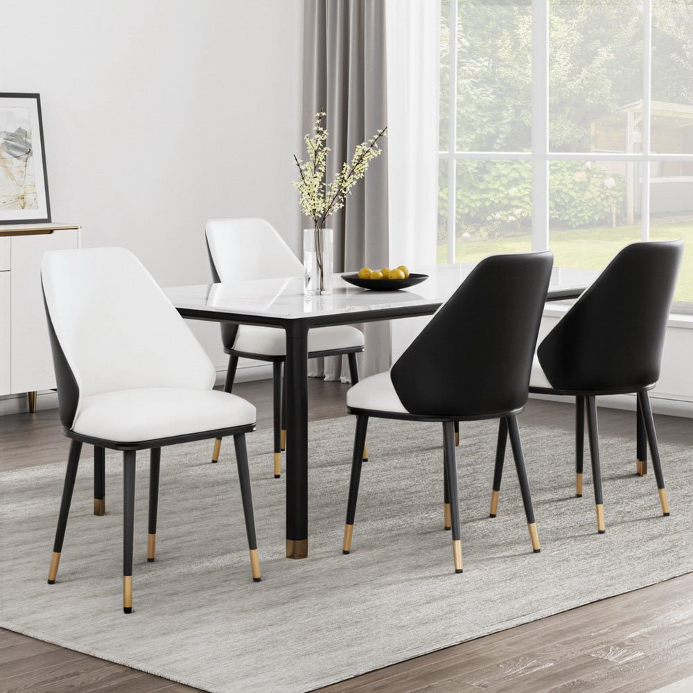Artiss Dining Chairs Set of 4 Leather Seat Beige and Black - Furniture > Dining > Kitchen & Dining Chairs - Rivercity House & Home Co. (ABN 18 642 972 209) - Affordable Modern Furniture Australia