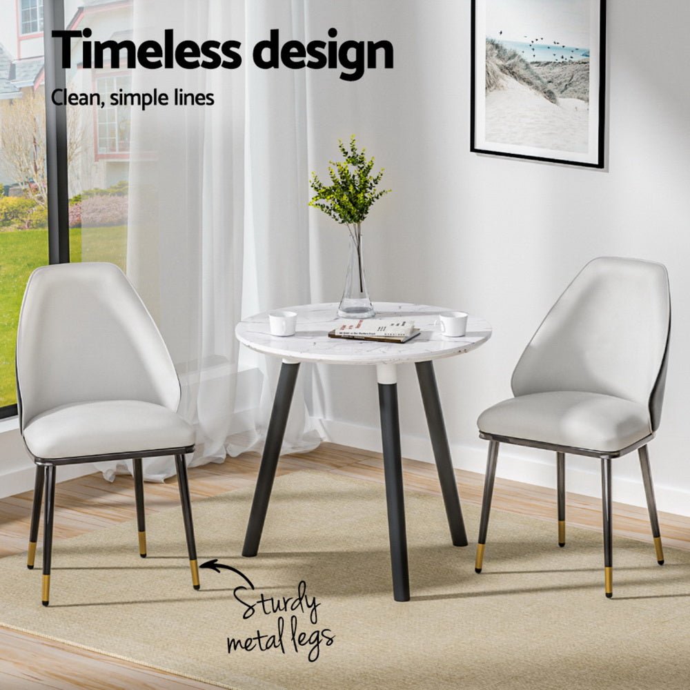 Artiss Dining Chairs Set of 4 Leather Seat Beige and Black - Furniture > Dining > Kitchen & Dining Chairs - Rivercity House & Home Co. (ABN 18 642 972 209) - Affordable Modern Furniture Australia