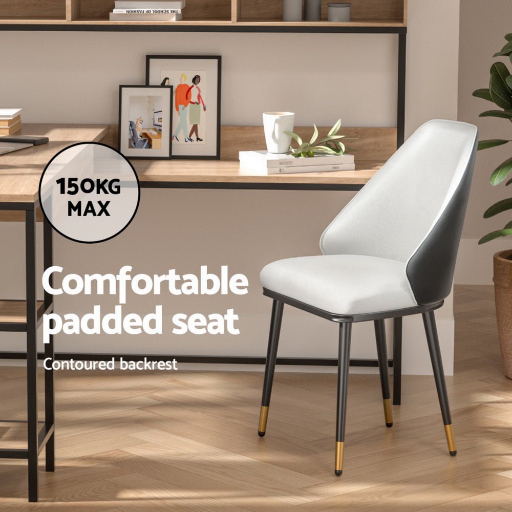 Artiss Dining Chairs Set of 4 Leather Seat Beige and Black - Furniture > Dining > Kitchen & Dining Chairs - Rivercity House & Home Co. (ABN 18 642 972 209) - Affordable Modern Furniture Australia