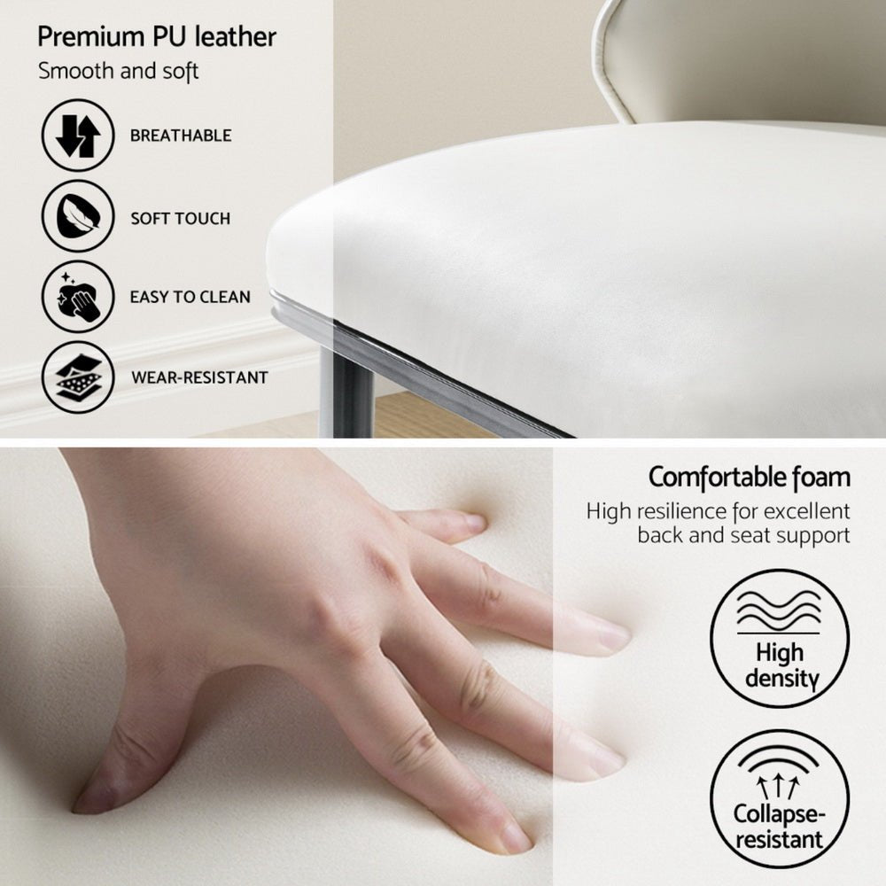 Artiss Dining Chairs Set of 4 Leather Seat Beige and Black - Furniture > Dining > Kitchen & Dining Chairs - Rivercity House & Home Co. (ABN 18 642 972 209) - Affordable Modern Furniture Australia