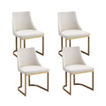 Dining Chairs Set of 4 Linen Fabric Frame Beige