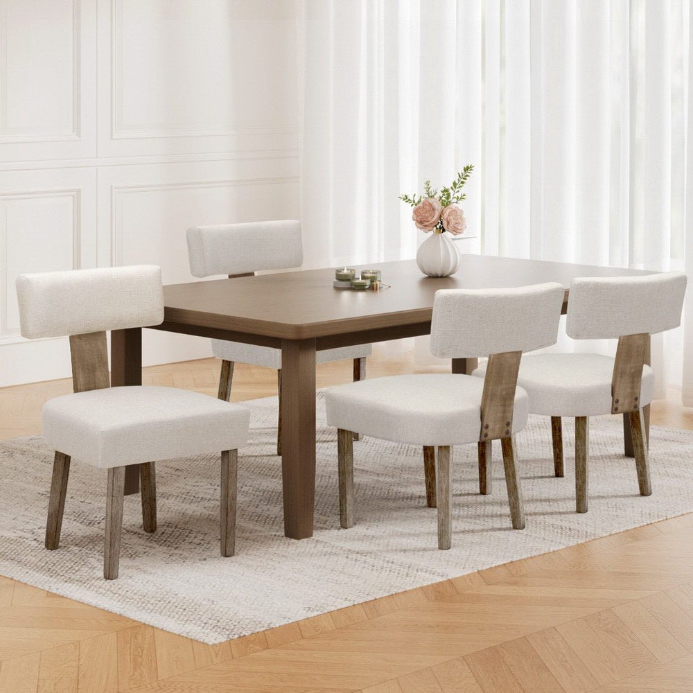 Artiss Dining Chairs Set of 4 Linen Fabric Wooden Beige - Furniture > Dining > Kitchen & Dining Chairs - Rivercity House & Home Co. (ABN 18 642 972 209) - Affordable Modern Furniture Australia
