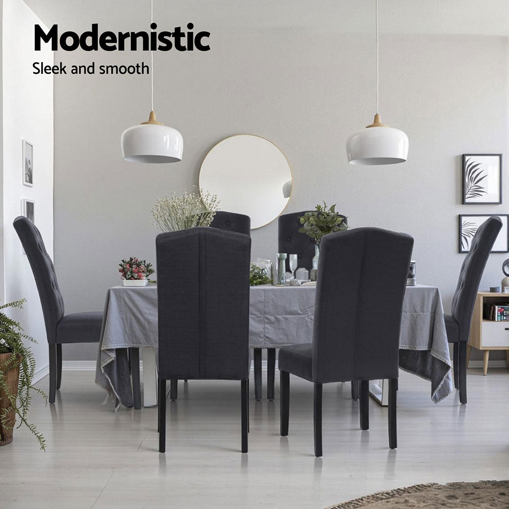 Artiss Dining Chairs Set of 4 Linen Parsons Chair Dark Grey - Furniture > Dining > Kitchen & Dining Chairs - Rivercity House & Home Co. (ABN 18 642 972 209) - Affordable Modern Furniture Australia