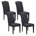 Dining Chairs Set of 4 Linen Parsons Chair Dark Grey