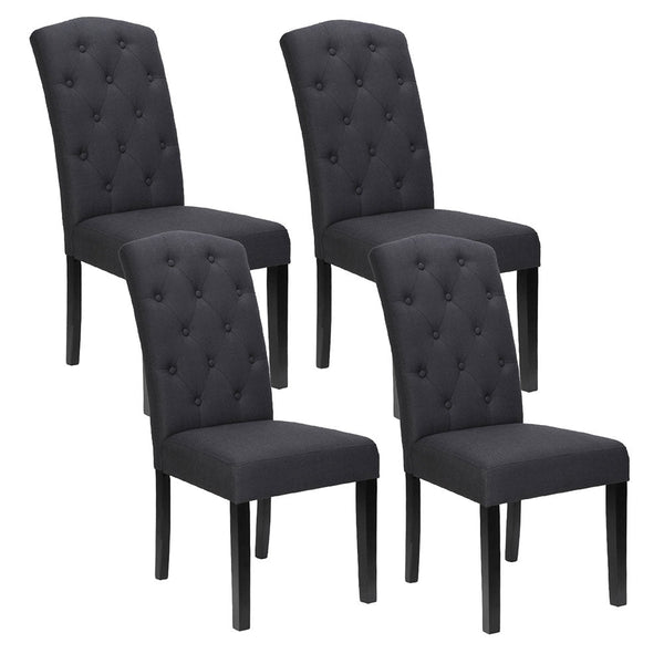 Dining Chairs Set of 4 Linen Parsons Chair Dark Grey