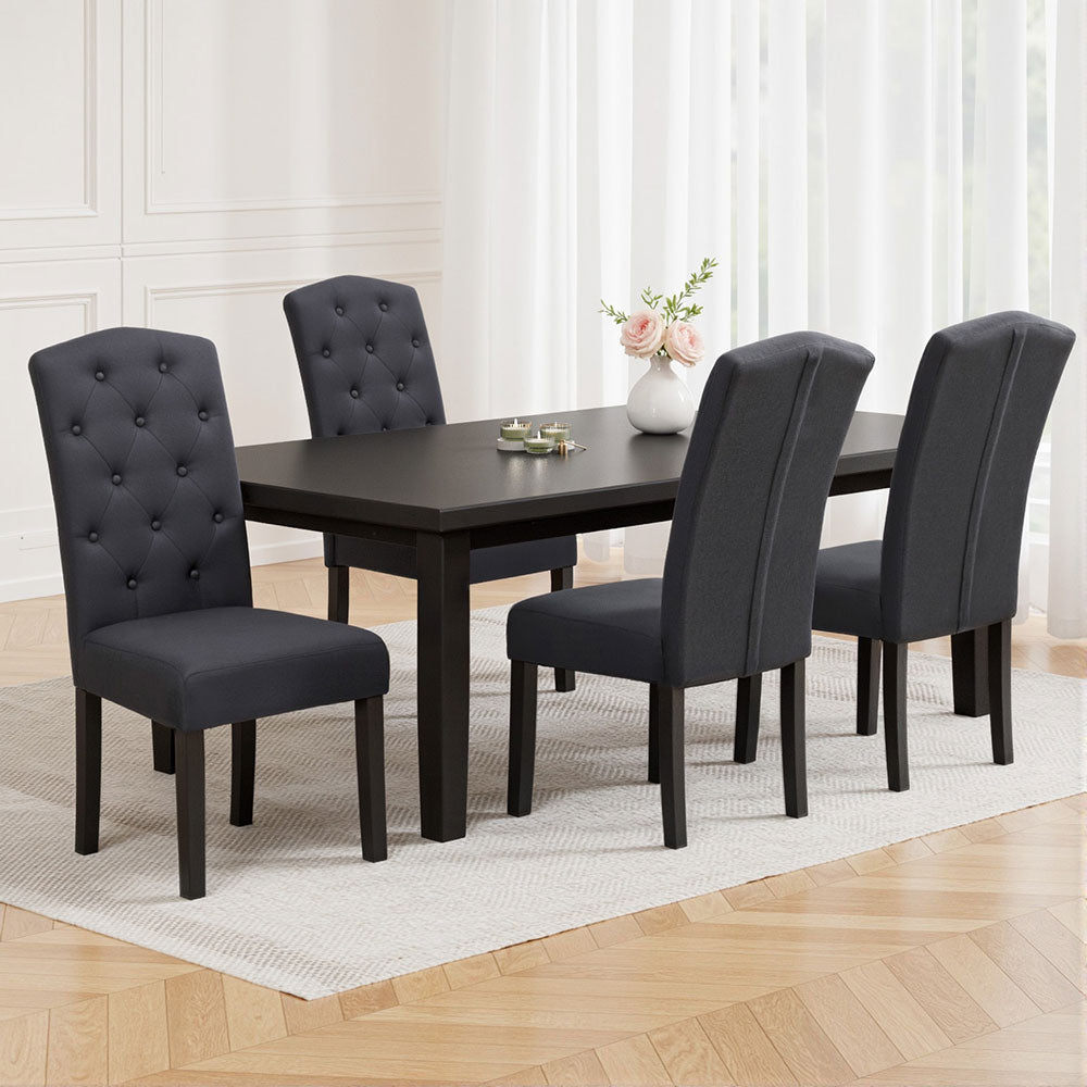Artiss Dining Chairs Set of 4 Linen Parsons Chair Dark Grey - Furniture > Dining > Kitchen & Dining Chairs - Rivercity House & Home Co. (ABN 18 642 972 209) - Affordable Modern Furniture Australia