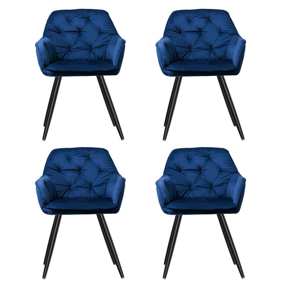 Artiss Dining Chairs Set of 4 Velvet Diamond Tufted Armchair Blue - Furniture > Dining > Kitchen & Dining Chairs - Rivercity House & Home Co. (ABN 18 642 972 209) - Affordable Modern Furniture Australia