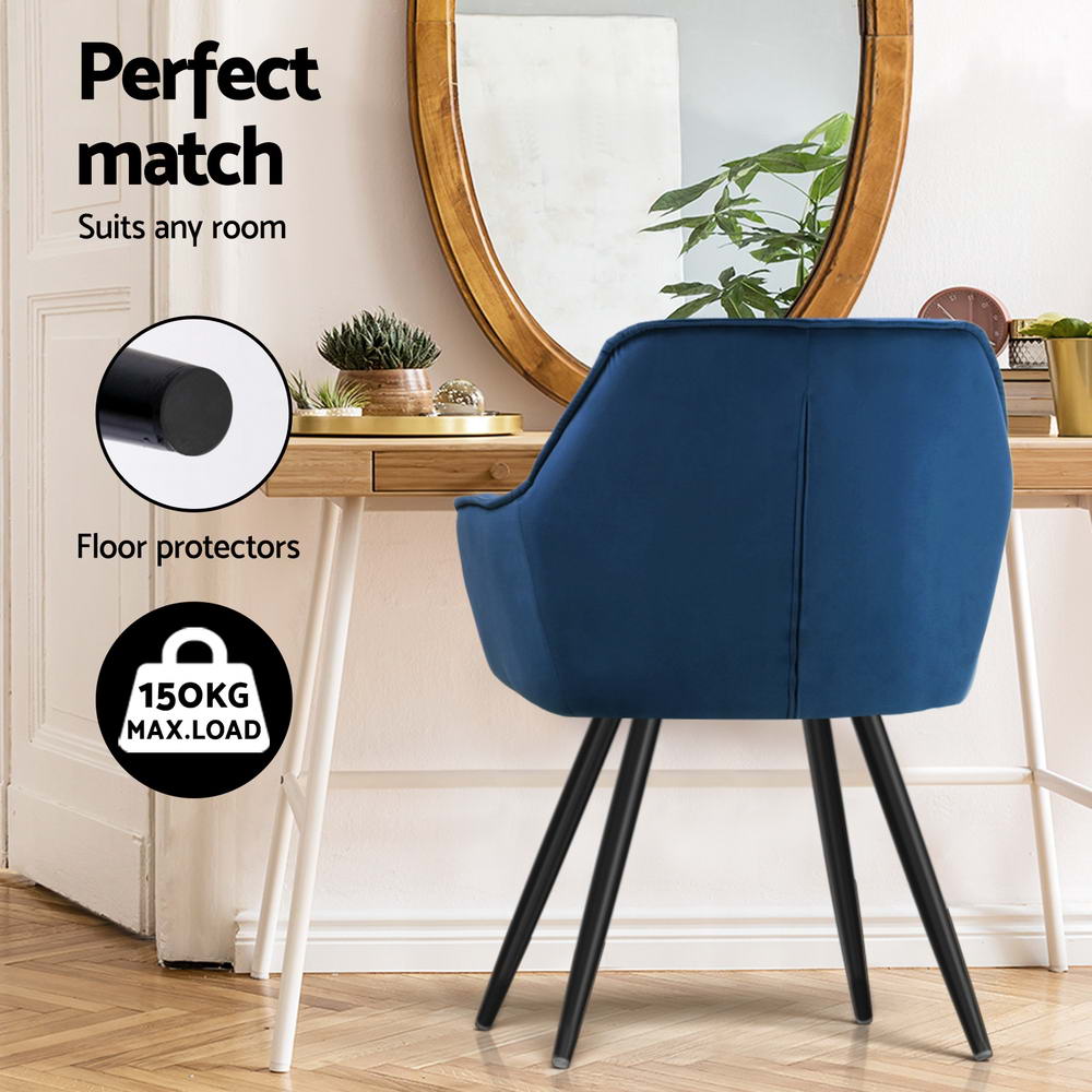 Artiss Dining Chairs Set of 4 Velvet Diamond Tufted Armchair Blue - Furniture > Dining > Kitchen & Dining Chairs - Rivercity House & Home Co. (ABN 18 642 972 209) - Affordable Modern Furniture Australia