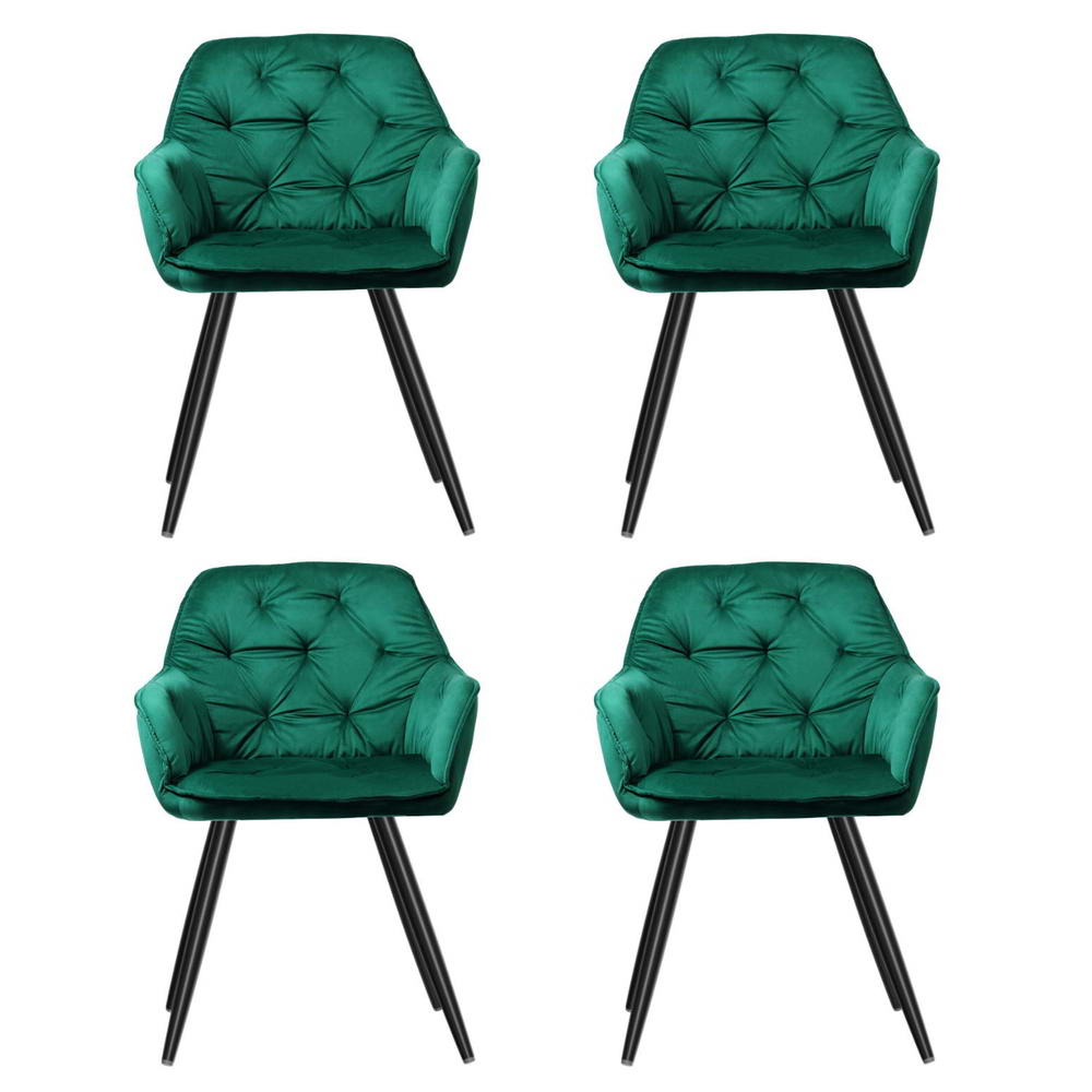 Artiss Dining Chairs Set of 4 Velvet Diamond Tufted Armchair Green - Furniture > Dining > Kitchen & Dining Chairs - Rivercity House & Home Co. (ABN 18 642 972 209) - Affordable Modern Furniture Australia