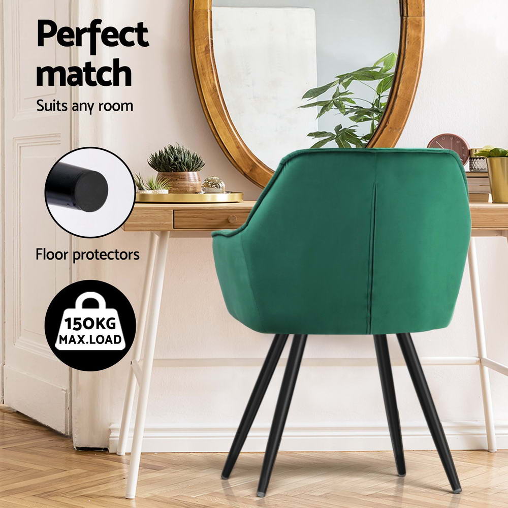Artiss Dining Chairs Set of 4 Velvet Diamond Tufted Armchair Green - Furniture > Dining > Kitchen & Dining Chairs - Rivercity House & Home Co. (ABN 18 642 972 209) - Affordable Modern Furniture Australia