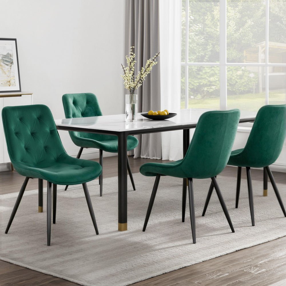 Artiss Dining Chairs Set of 4 Velvet Diamond Tufted Green - Furniture > Dining > Kitchen & Dining Chairs - Rivercity House & Home Co. (ABN 18 642 972 209) - Affordable Modern Furniture Australia